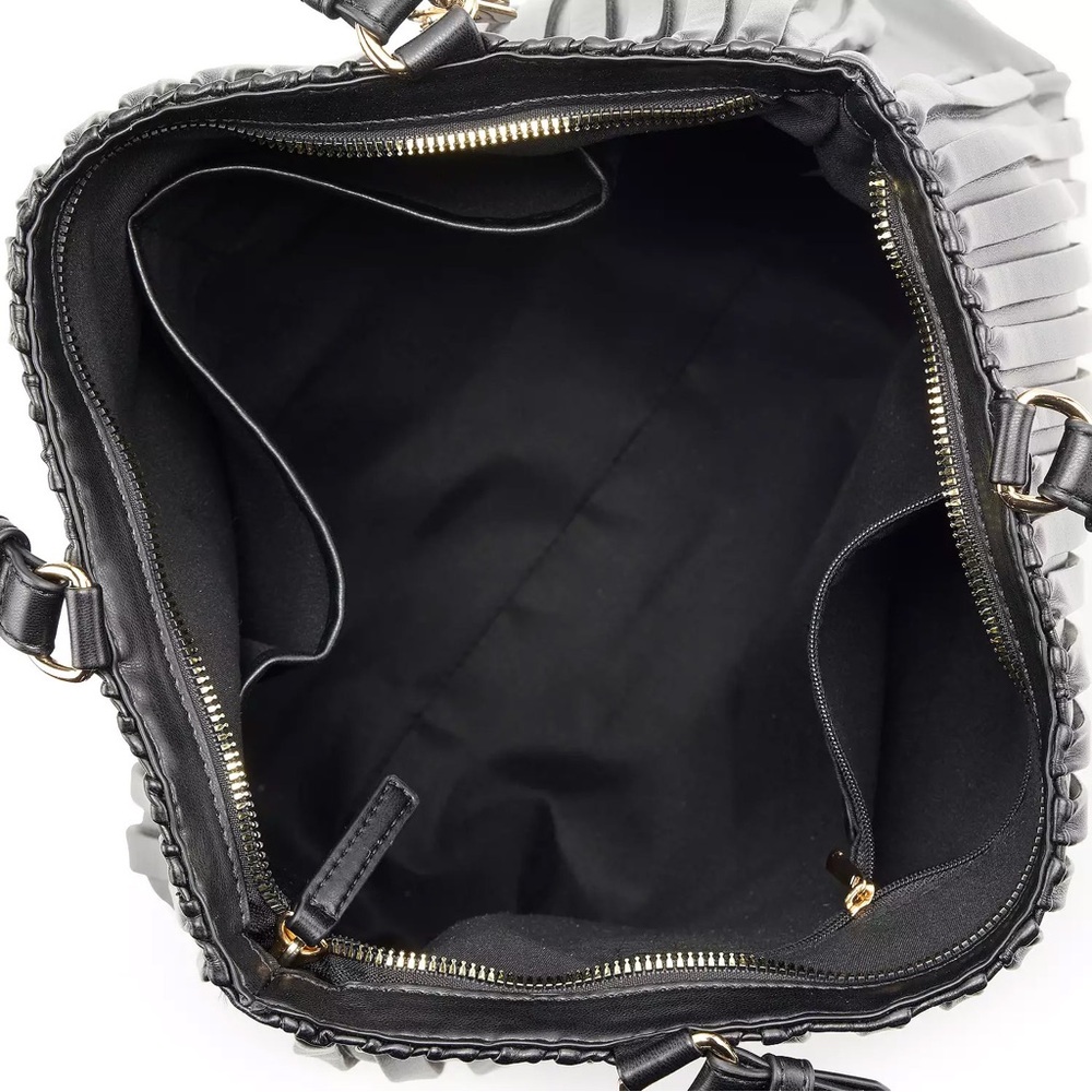 Nicole Miller Black Pleated Elegant Tote NEW - Picture 6 of 10